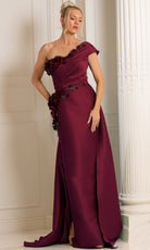Terani Couture 252E5116 - Floral One Shoulder Column Gown - view 6
