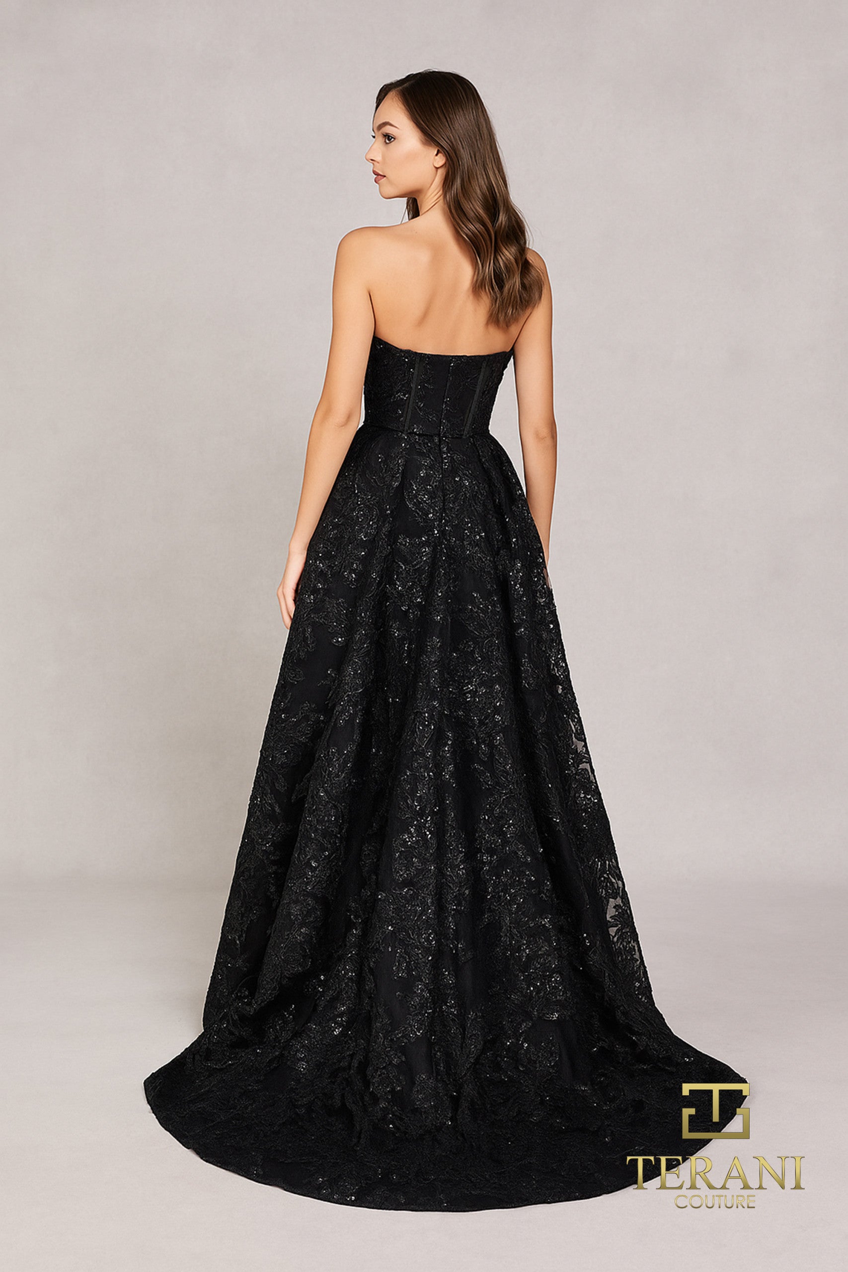 Terani Couture 252E5134 - Strapless Floral Embroidered Gown - view 5