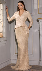 Terani Couture 252M5310 - V Neck Sheath Gown - designer mother of the bride dress at Silhouette Dresses