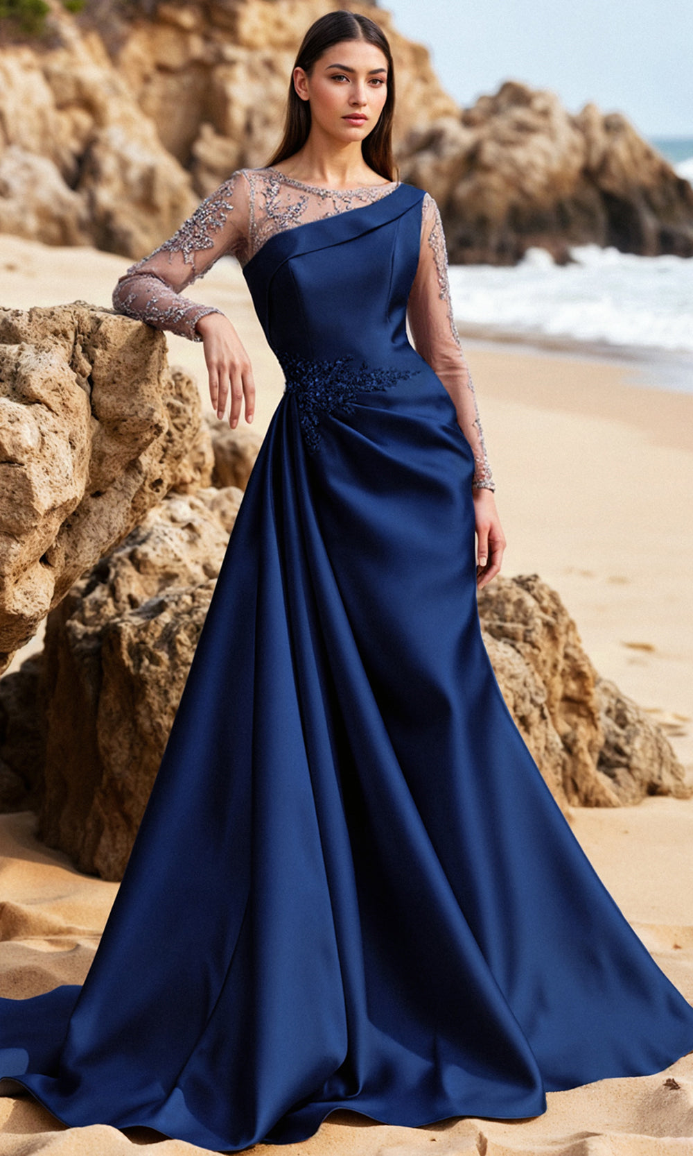 Terani Couture 252M5344 - Illusion Neckline Embroidered Gown - view 4