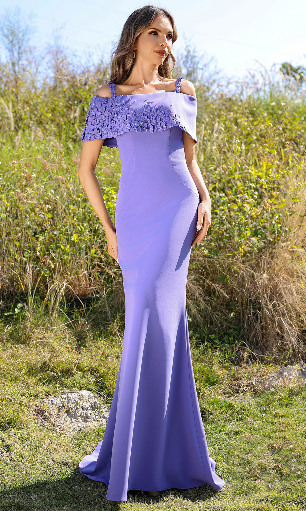 Terani Couture 252M5347 - Cold Shoulder Appliqued Sheath Gown - designer mother of the bride dress at Silhouette Dresses
