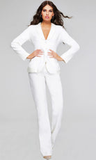 Jovani 25981 - Shawl Lapel Deep V-Neckline Pantsuit - designer formal jumpsuit at Silhouette Dresses