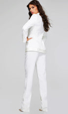 Jovani 25981 - Shawl Lapel Deep V-Neckline Pantsuit - back view