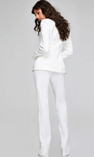 Jovani 25981 - Shawl Lapel Deep V-Neckline Pantsuit - detail view
