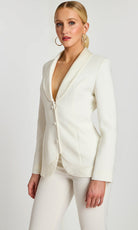 Jovani 25981 - Shawl Lapel Deep V-Neckline Pantsuit - view 6