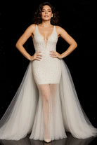 Jovani 26058 - Beaded Illusion Prom Gown - view 4