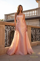 Terani Couture 261E6195 - Straight Neck Crepe Back Satin Dress - detail view