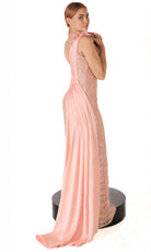 Terani Couture 261E6257 - One Shoulder Lace Gown with Floral Accent - detail view