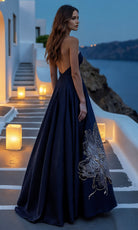 Terani Couture 261E6544 - Strapless Embroidered Satin Gown - back view