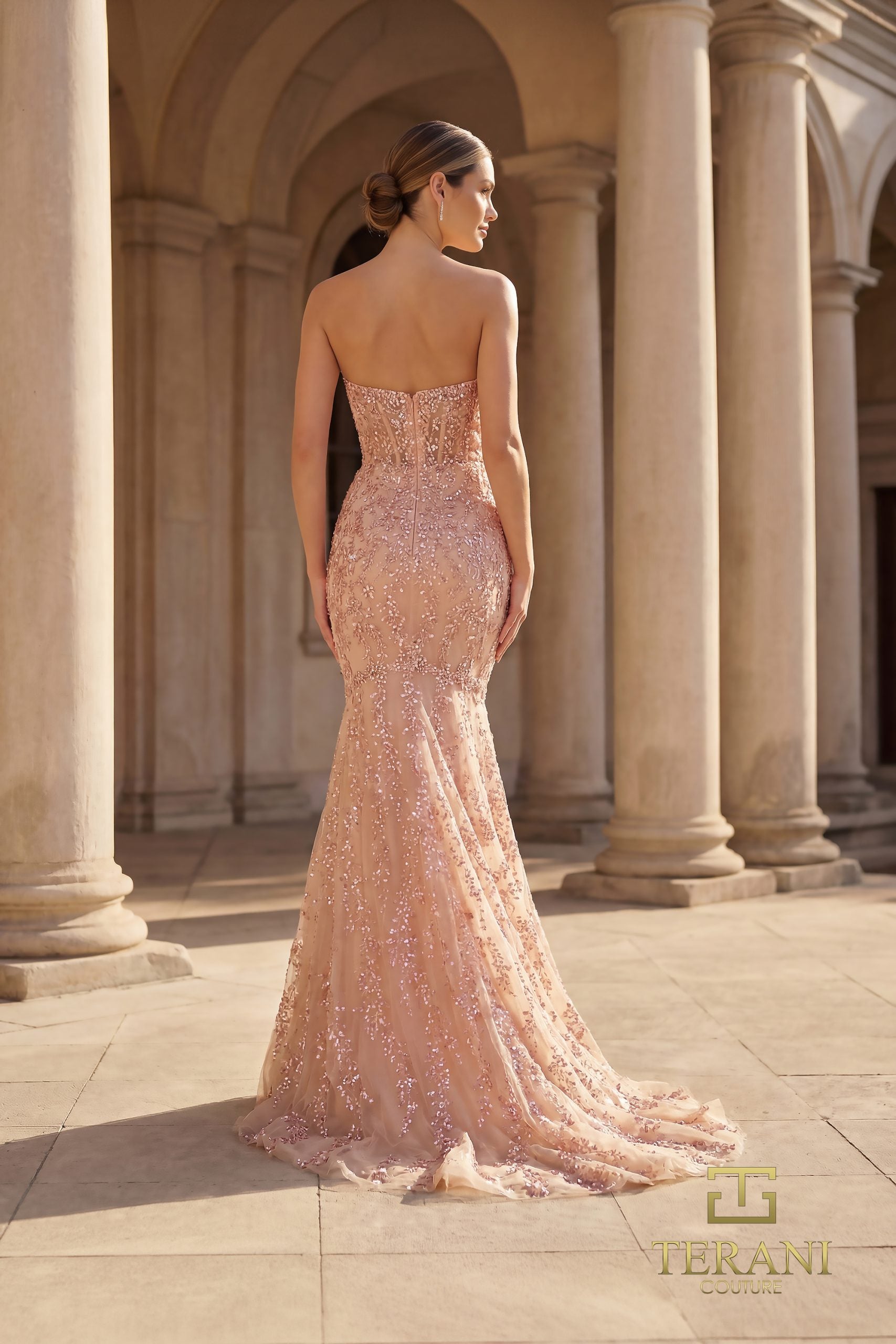 Terani Couture 261GL6001 - Beaded Ornate Mermaid Evening Gown - view 4