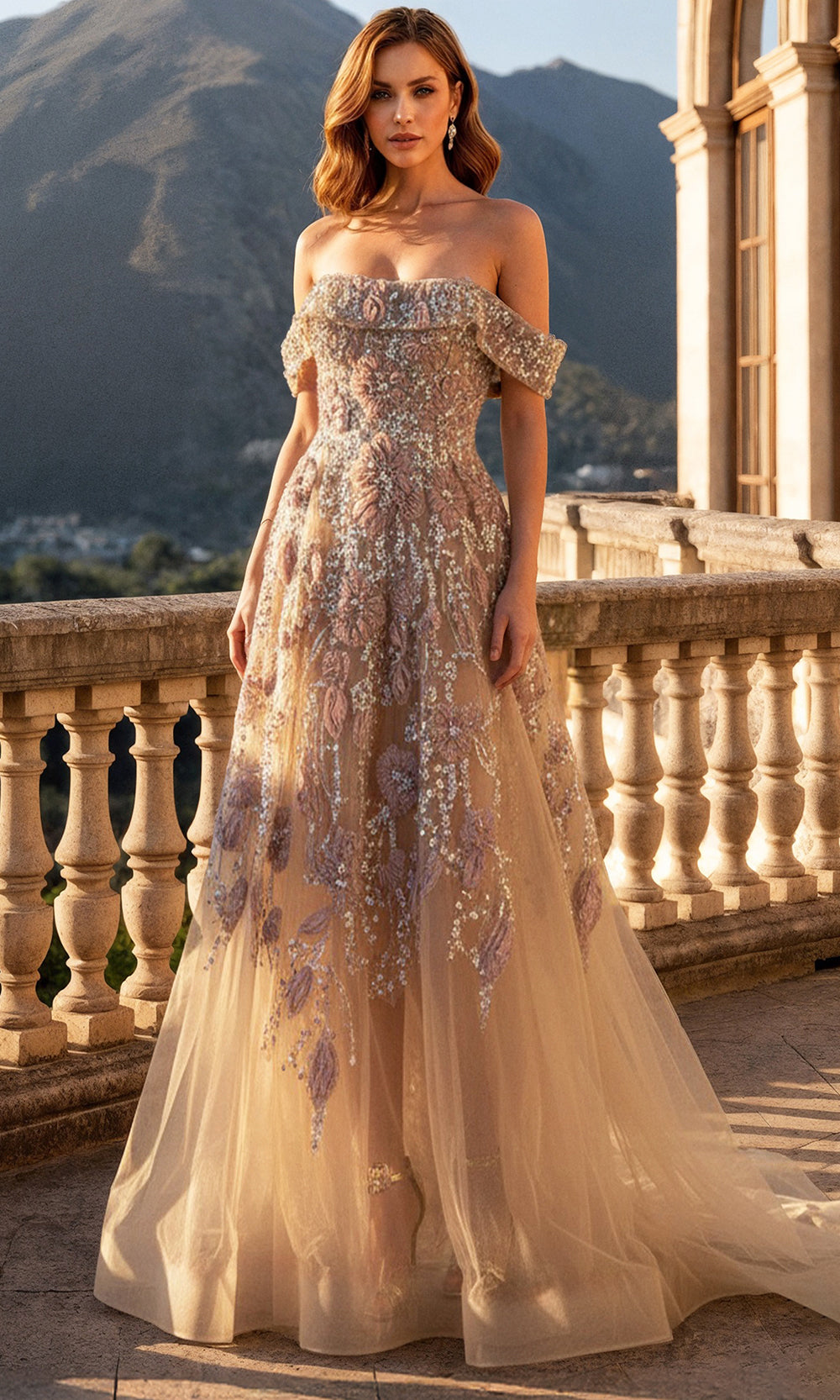 Terani Couture 261M6435 - Off Shoulder Beaded Evening Gown - designer mother of the bride dress at Silhouette Dresses