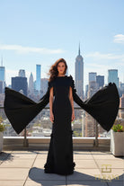 Terani Couture 261M6687 - Bateau Neck Crepe Gown with Cape - designer mother of the bride dress at Silhouette Dresses