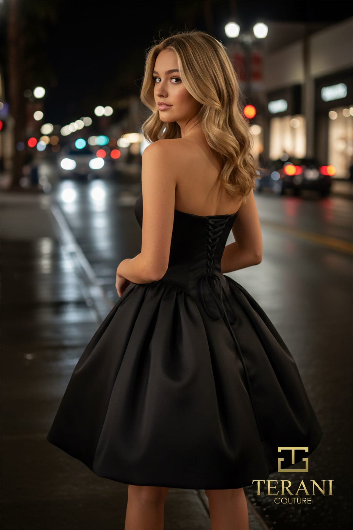 Terani Couture 261P6176 - Strapless Satin Short Cocktail Dress - view 5