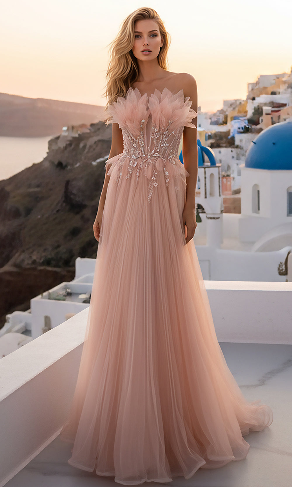 Terani Couture 261P6631 - Applique Sweetheart Mesh Prom Gown - back view