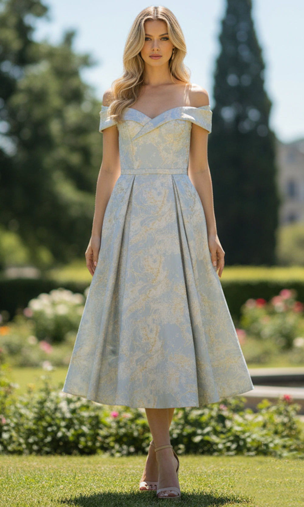 Terani Couture 261C6515 - Off Shoulder Jacquard A-Line Dress - designer formal gown at Silhouette Dresses