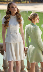 Terani Couture 261C6519 - Collared Short Sleeve Tweed Dress - back view