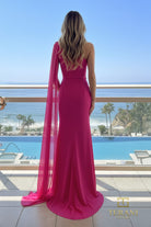 Terani Couture 261E6205 - One Shoulder Chiffon Cape Gown - view 4