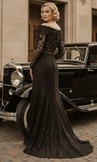Terani Couture 261E6208 - Dramatic Off Shoulder Lace Evening Gown - detail view