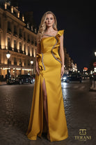 Terani Couture 261E6247 - Matte Satin Asymmetric Sheath Gown - view 5