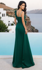Terani Couture 261E6247 - Matte Satin Asymmetric Sheath Gown - view 4