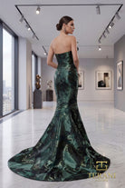 Terani Couture 261E6259 - Straight Neckline Shimmer Jacquard Gown - view 5