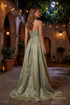 Terani Couture 261E6266 - Strapless Jacquard Pleated Ballgown - detail view