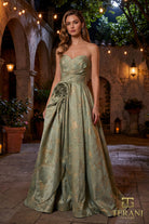 Terani Couture 261E6266 - Strapless Jacquard Pleated Ballgown - back view