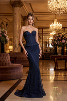 Terani Couture 261E6570 - Peplum Waist Strapless Evening Gown - detail view