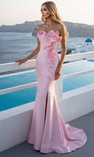 Terani Couture 261E6670 - 3D Floral Straight Neck Dress - designer mother of the bride dress at Silhouette Dresses