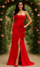 Terani Couture 261E6698 - Stretch Mikado Straight Neck Mermaid Gown - view 5