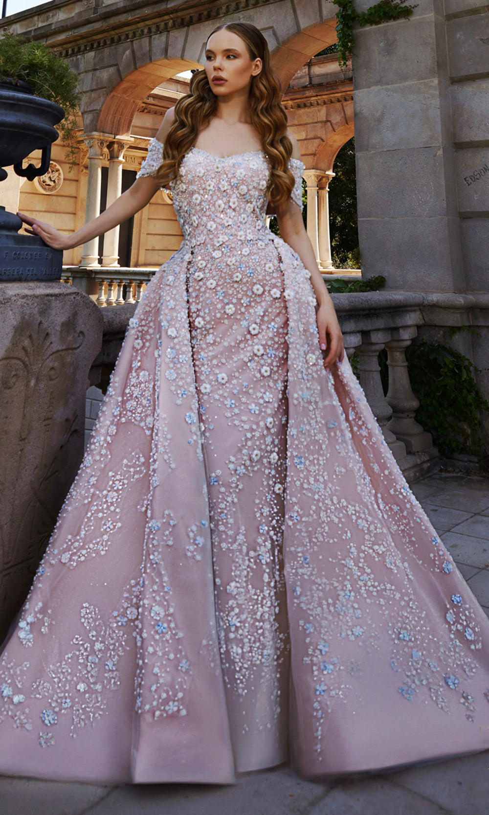 Terani Couture 261GL6659 - Off Shoulder Beaded Tulle Ballgown - view 4