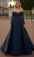 Terani Couture 261GL6659 - Off Shoulder Beaded Tulle Ballgown - designer mother of the bride dress at Silhouette Dresses