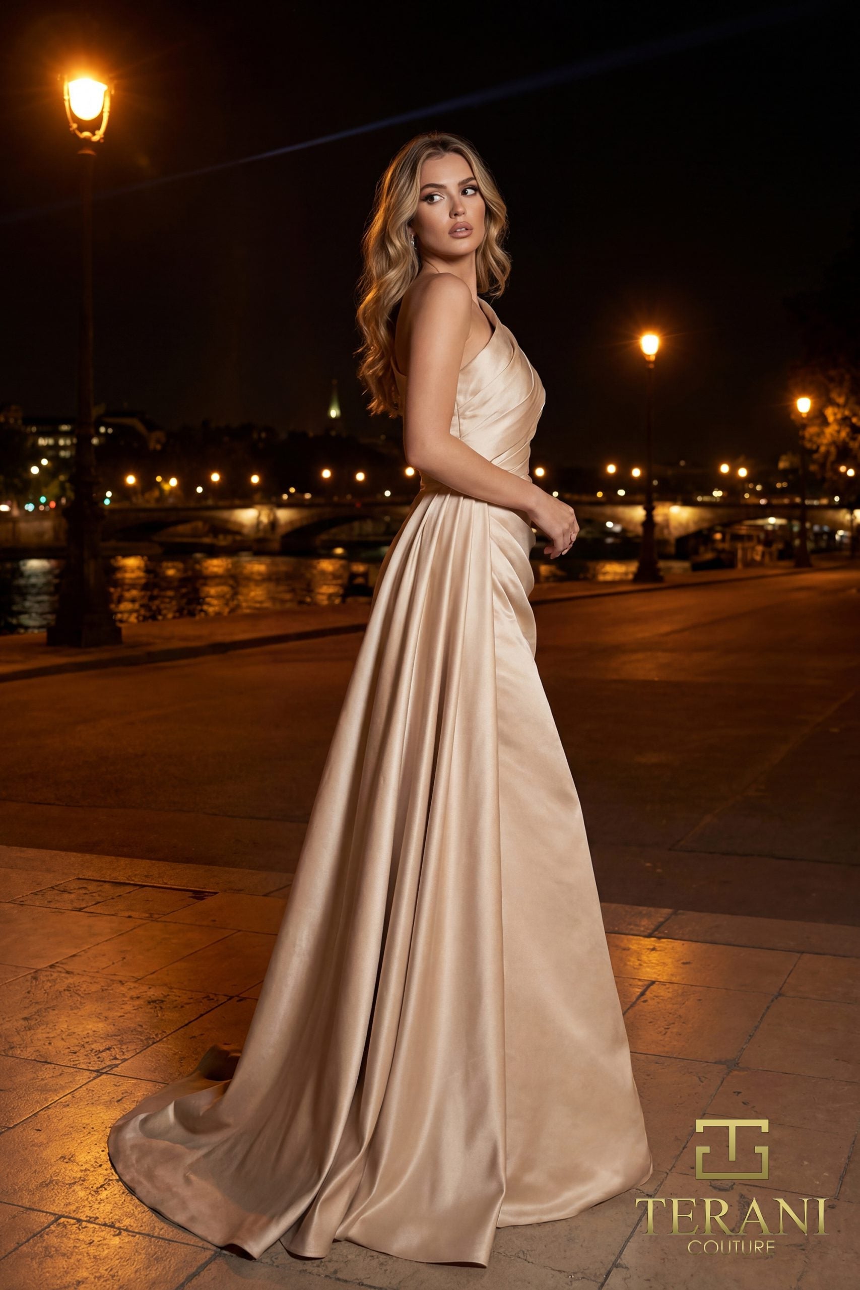 Terani Couture 261M6411 - Ruched Bodice Asymmetric Evening Gown - view 5