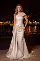 Terani Couture 261M6411 - Ruched Bodice Asymmetric Evening Gown - back view