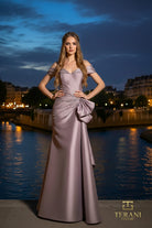 Terani Couture 261M6431 - Off Shoulder Front Drape Gown with Beading - view 5