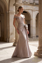 Terani Couture 261M6431 - Off Shoulder Front Drape Gown with Beading - view 10
