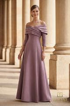 Terani Couture 261M6434 - Pleated Off Shoulder Mikado Gown - detail view