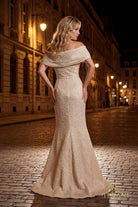 Terani Couture 261M6449 - Metallic Brocade Off Shoulder Mermaid Gown - view 5