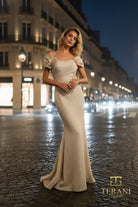 Terani Couture 261M6449 - Metallic Brocade Off Shoulder Mermaid Gown - detail view