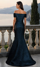 Terani Couture 261M6449 - Metallic Brocade Off Shoulder Mermaid Gown - back view