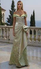 Terani Couture 261M6451 - Off Shoulder Sheath Jacquard Gown - designer mother of the bride dress at Silhouette Dresses