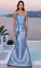Terani Couture 261M6462 - Asymmetrical Beaded Peplum Prom Dress - back view