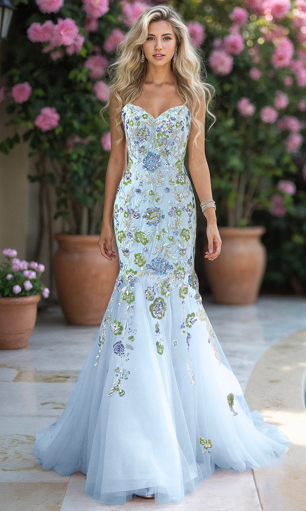 Terani Couture 261P6193 - Strapless Embroidered Mermaid Gown - designer prom dress at Silhouette Dresses