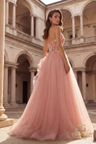 Terani Couture 261P6197 - Lace Applique Strapless Tulle Ballgown - detail view