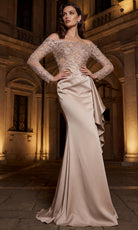 Terani Couture 262E7074 - Long Sleeve Beaded Lace Evening Gown