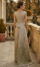 Terani Couture 262M7305 - Bateau Asymmetrical Peplum Jacquard Gown