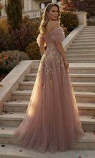 Terani Couture 262M7322 - Off Shoulder Puff Sleeve Beaded Gown