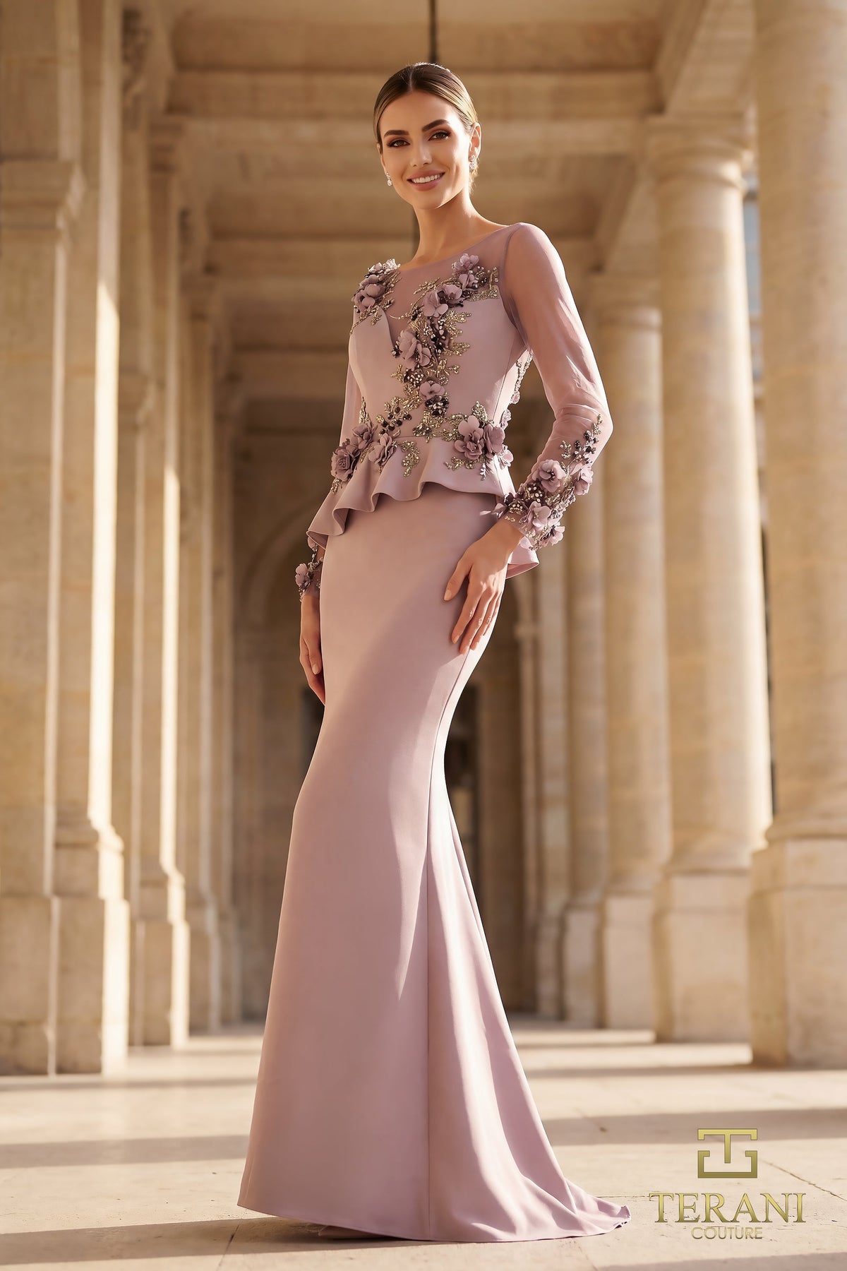 Terani Couture 262M7257 Floral Applique Dress