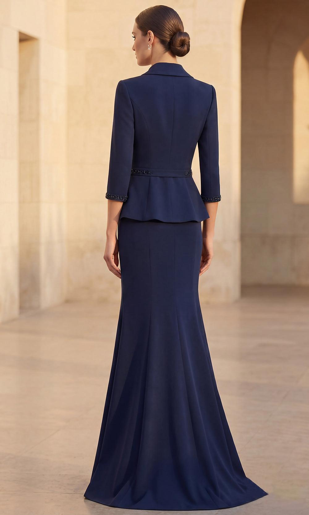 Terani Couture 262M7263 - Trumpet Three-Quarter Sleeve Formal Gown