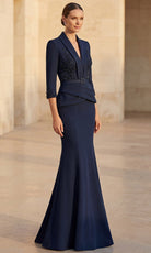 Terani Couture 262M7263 - Trumpet Three-Quarter Sleeve Formal Gown